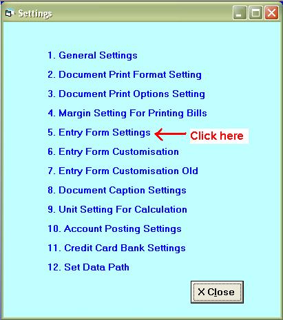 Entry Form Settings
